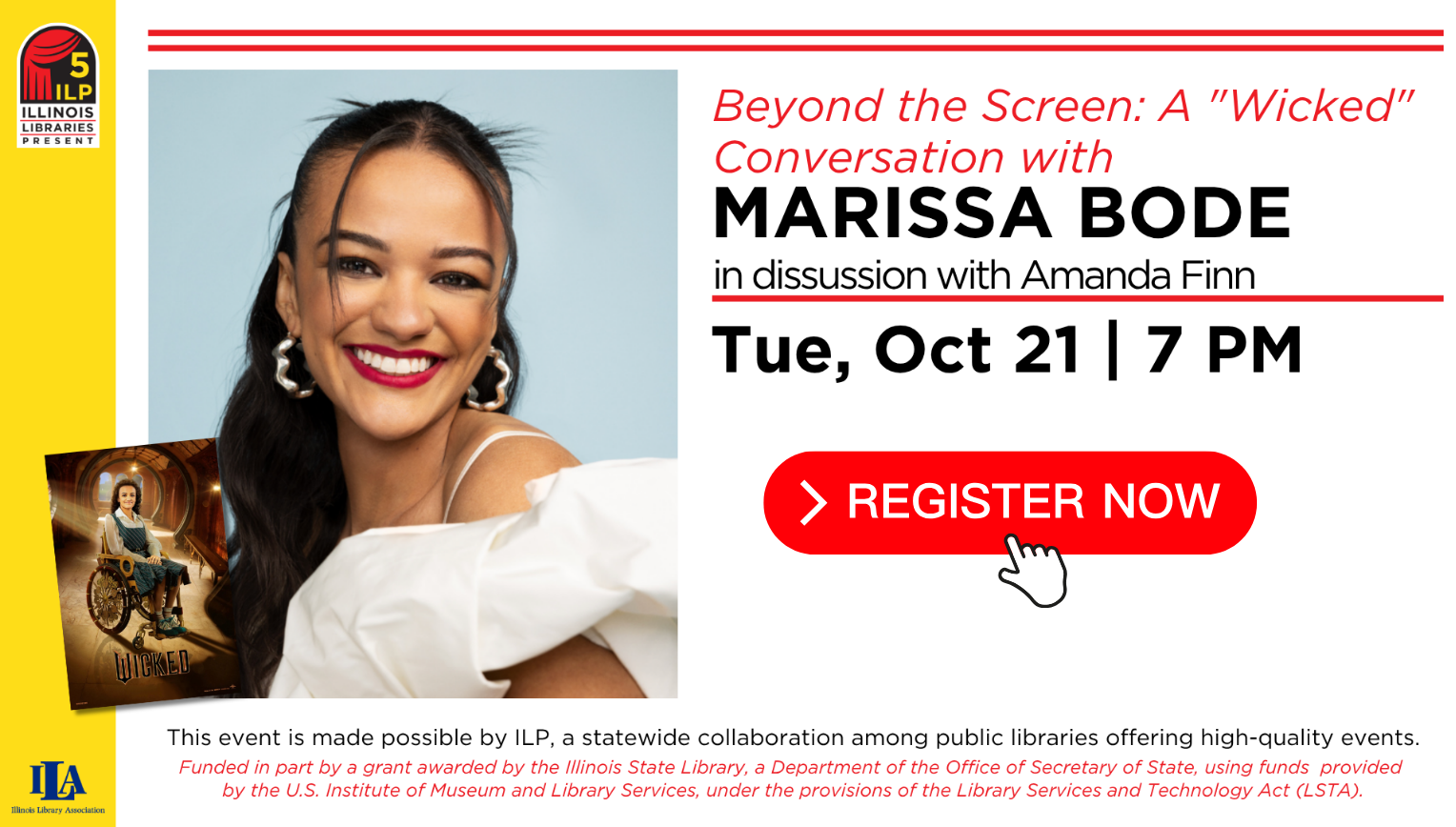 Illinois Libraries Present: Beyond the Screen: A "Wicked" Conversation with Marissa Bode Tuesday, October 21, 7:00pm