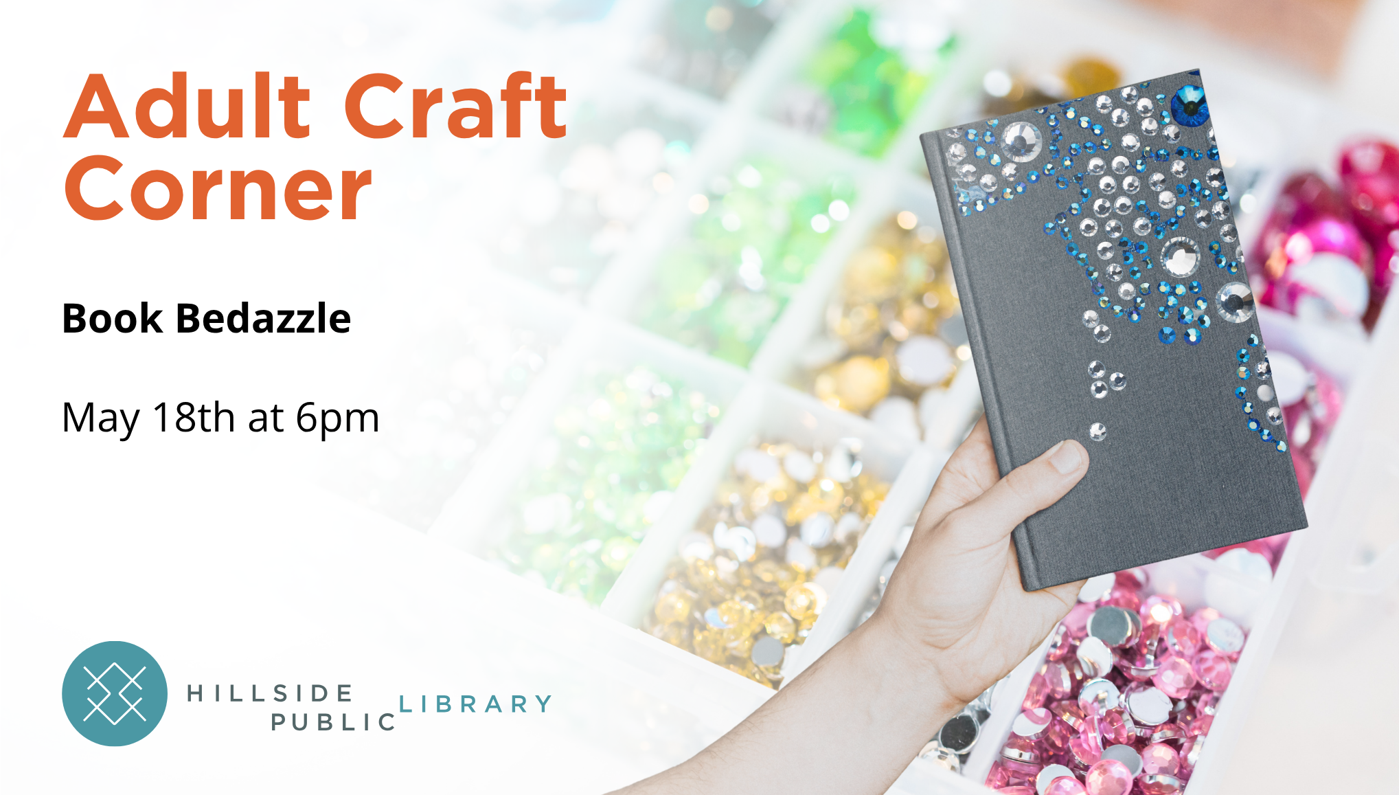 Adult Craft Corner: Book Bedazzle, May 18, 6:00pm