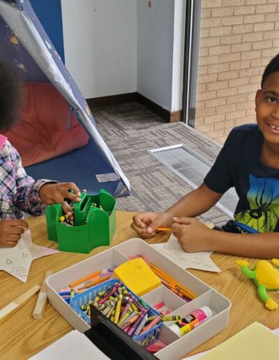 Kids doing a craft