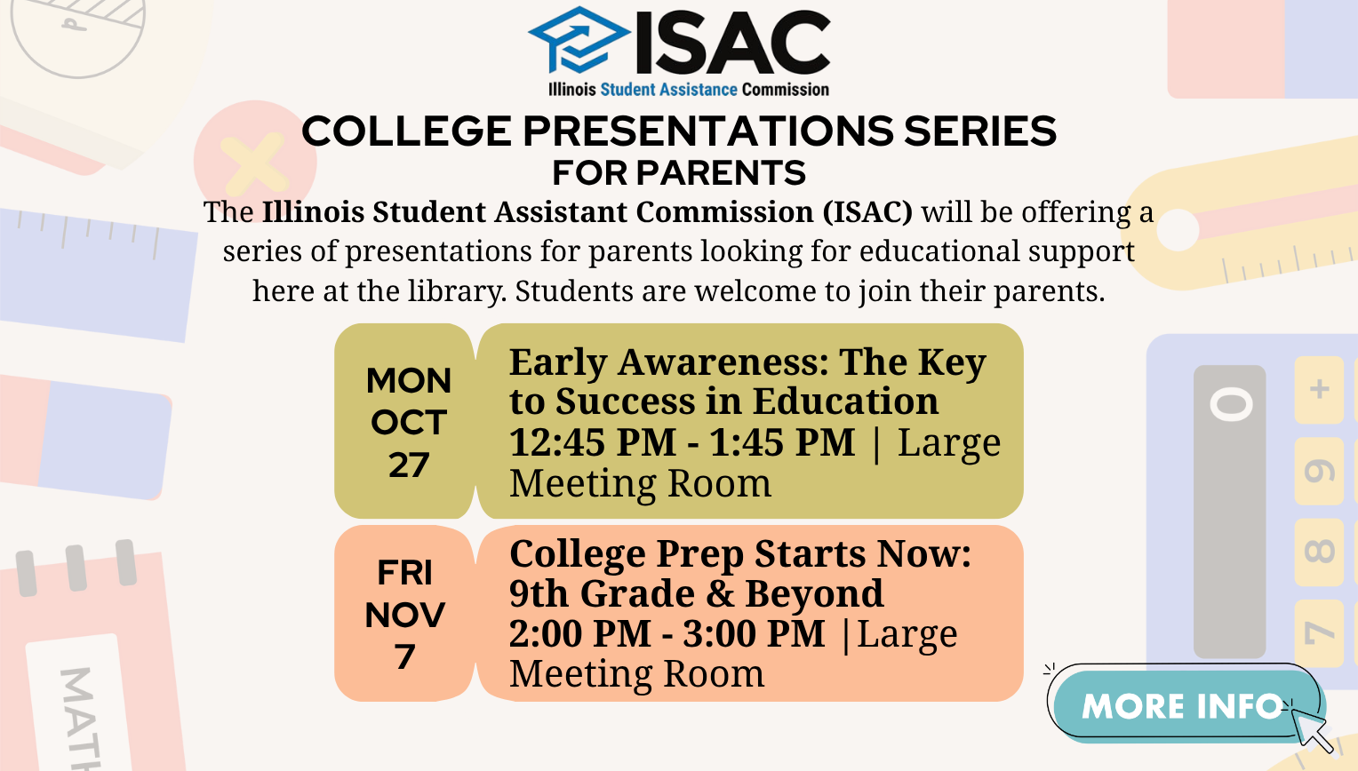 Early Awareness in Education: A Roadmap to Success Presentation. Monday, October 27, 12:45pm
