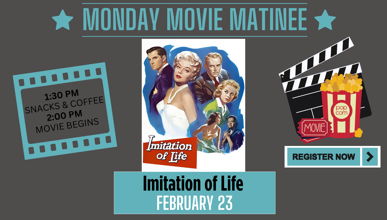 Movie "Imitation of Life". Monday, February 23, 1:45pm