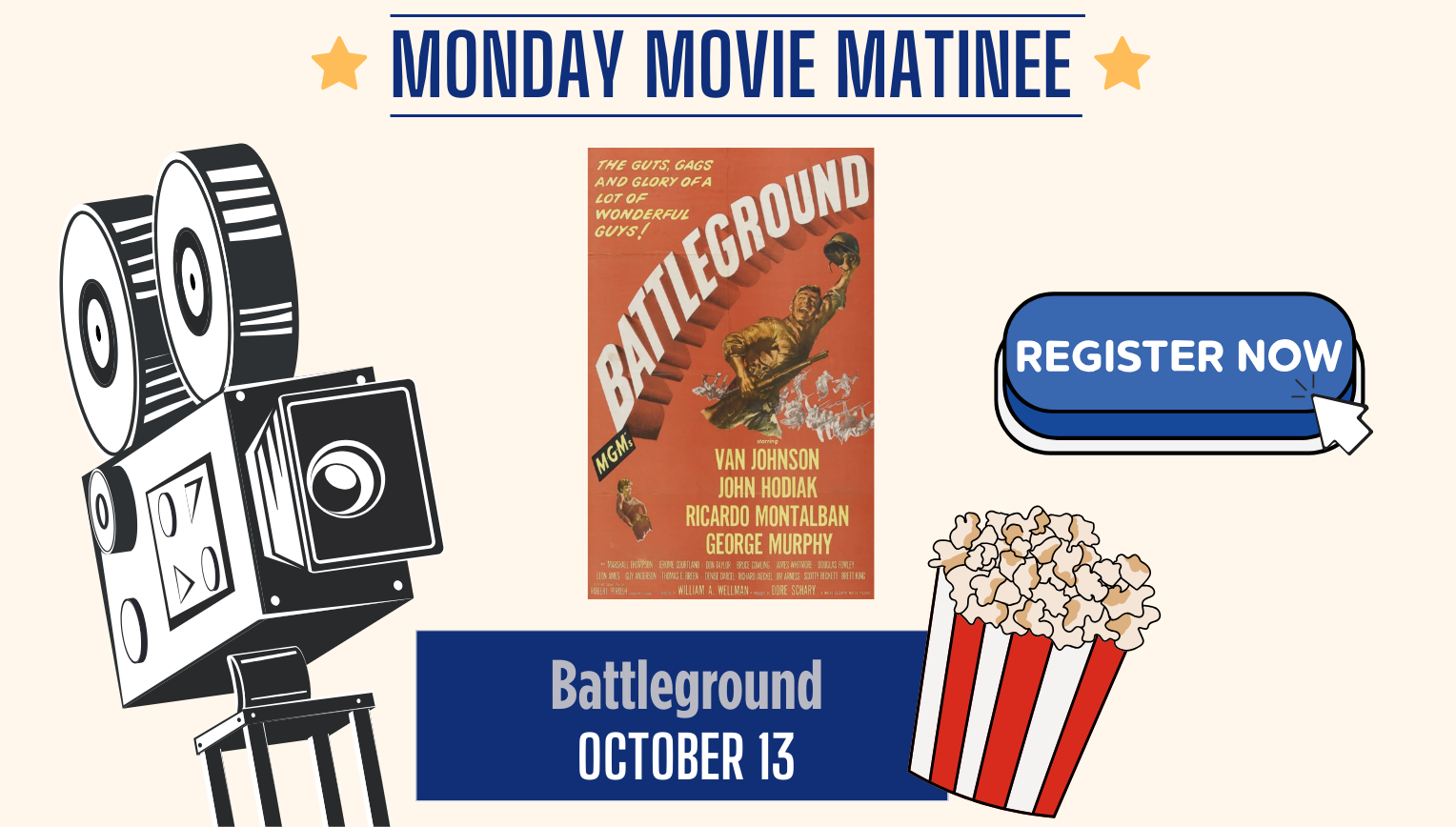 Movie Battleground. Monday, October 13, 2:00pm
