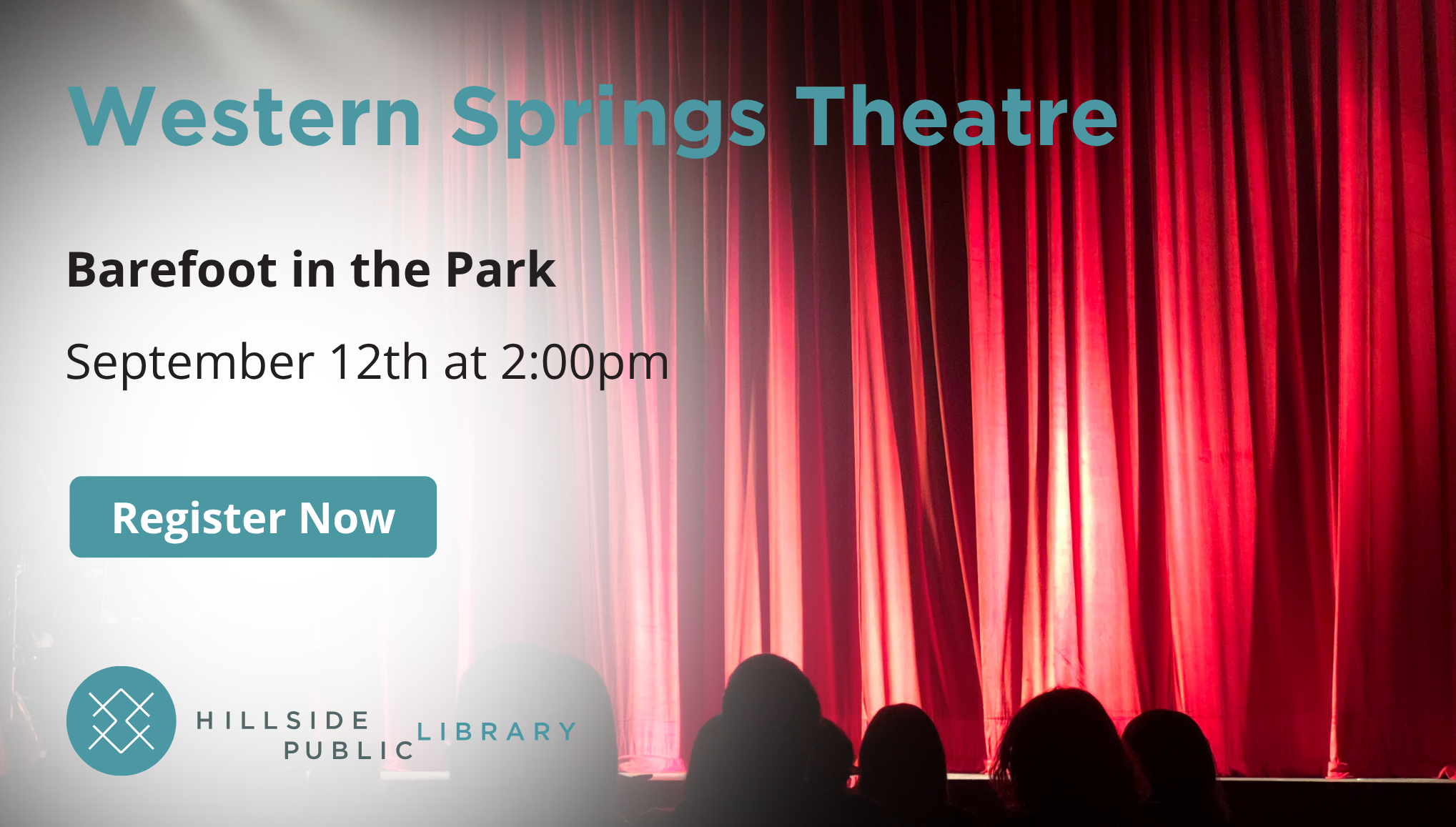 Off-Site: Western Springs Theatre to see Barefoot in the Park. September 12 at 2pm